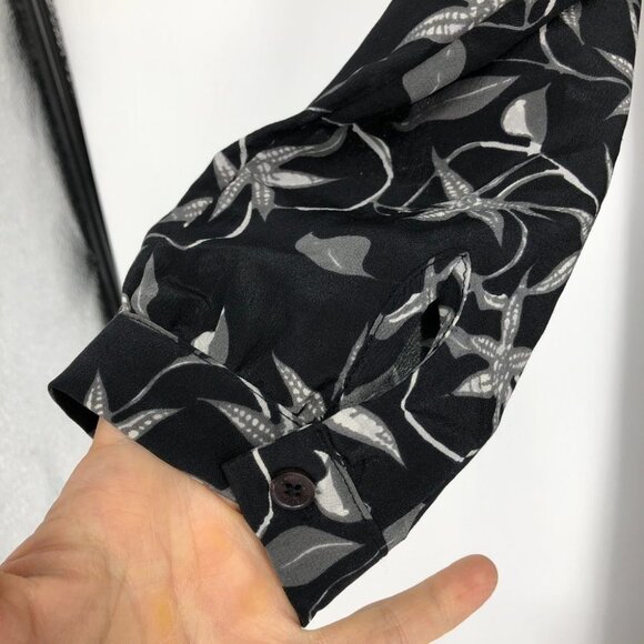 Zadig & Voltaire Dark Floral Remus Print Drop-Waist Silk  Long Sleeve Dress S - Picture 14 of 16